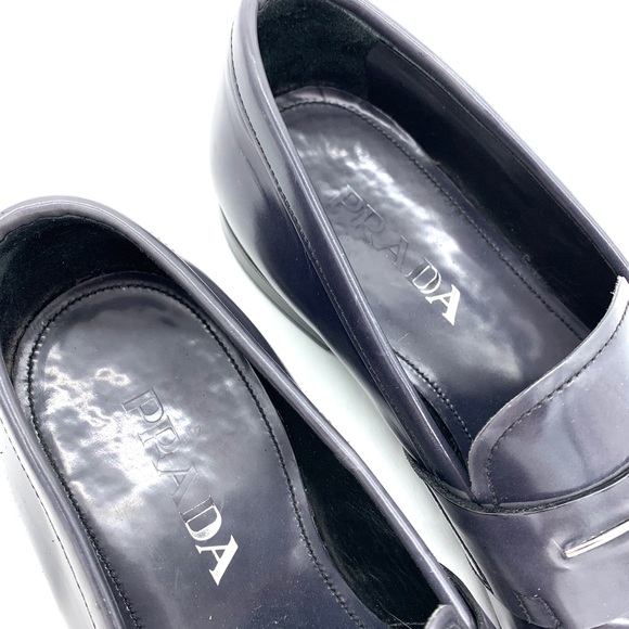 Prada Gray Marble Patent Leather Loafers Men - Picture 7 of 16